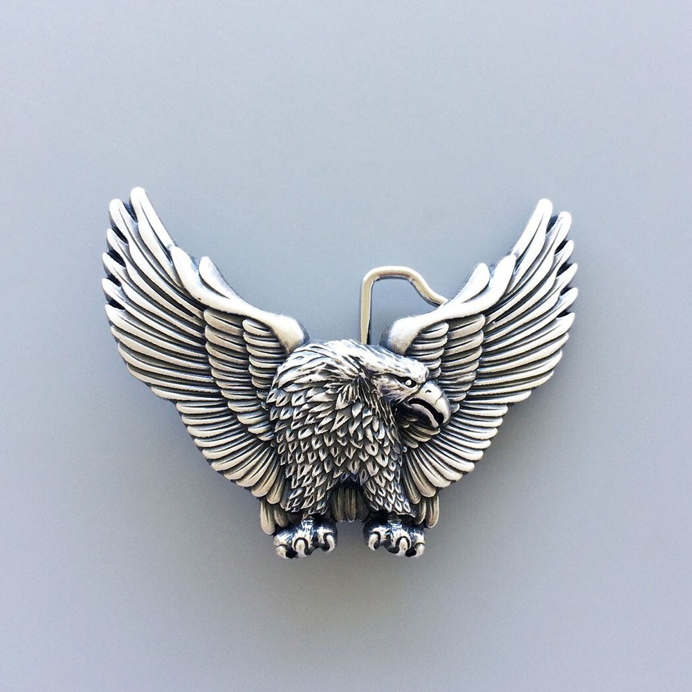 Vintage Silver Plated Western Eagle Wild Animal Belt Buckle Boucle de Ceinture