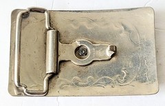 Vintage Western Saddle 3 Dimensional on Floral Silver Tone Belt Buckle USA