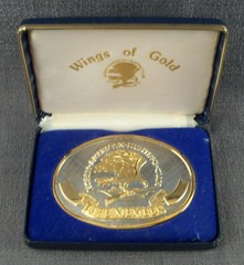 North American Hunting Club Belt Buckle – Wings Of Gold – 24K Gold/Rhodium BOX