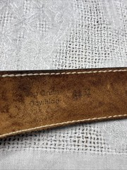 Tiger Eye Brass Tone Brown Belt Men Ladies Leather Embossing Western Cowboy