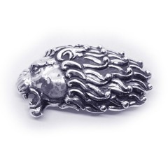 Lion Angry Head Curly Designed Hair Sterling Silver Belt Buckle