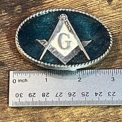 Masonic Freemason Mason Belt Buckle USA Made Vintage Blue Enamel – 2205 B19