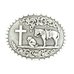 37374 Nocona Men&rsquo;s Cowboy Prayer Oval Belt Buckle