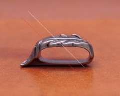 Men Heavy Long Silver Leathercraft 2pc Set Feather Belt Buckle Fits 31mm Strap