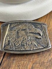 Bald Eagle Belt Buckle Made USA Patriotic CDC Metal Works 1974 Colorado Rattlesn