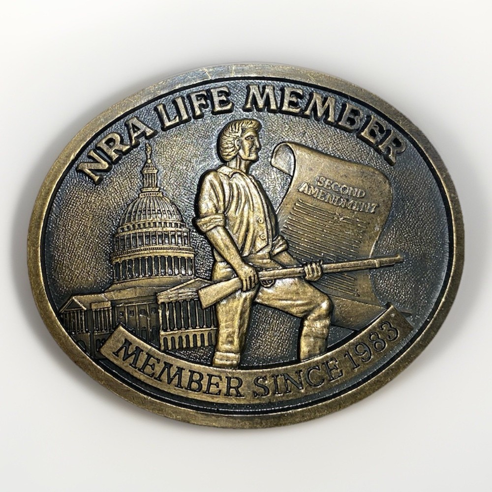 NRA Belt Buckle Life Member Since 1983 Second Amendment 3D Relief USA Capital