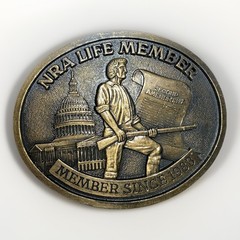 NRA Belt Buckle Life Member Since 1983 Second Amendment 3D Relief USA Capital