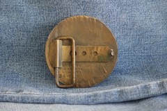 Coca Cola Belt Buckle vtg brass woman soda fountain Atlanta Ga 70&rsquo;s round soda