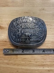 Hesston Rodeo Vintage Belt Buckle 1994 METAL Original Wrap Collector Patina GIFT