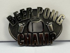 Beer Pong Champ Belt Buckle Bottle Opener Kalan Bar Party Novelty Fraternity