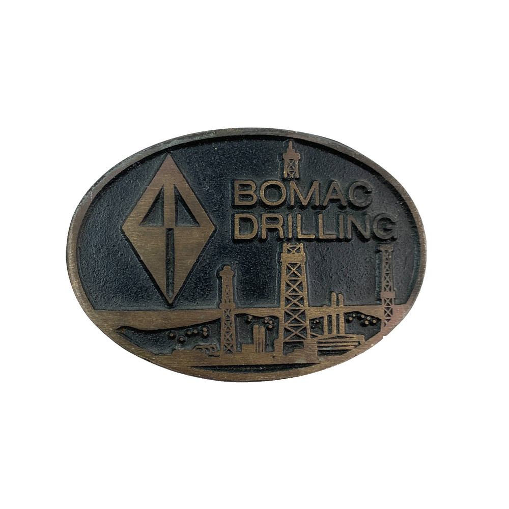Vintage Bomac Drilling Provo Utah DynaBuckle Bronze Metal Belt Buckle