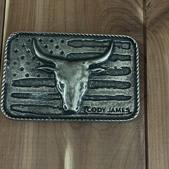 Cody James Texas Montana Silversmiths River Rock Cascade Longhorn Buckle
