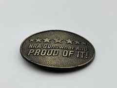 NRA Gunowner And Proud Of It Belt Buckle Norman Foundry Dallas 75243 USA. J9