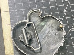 True Love – Figural Beating Heart Red & Grey Barbed Wire Belt Buckle
