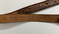 VTG Montana Silversmiths Bull Rider Buckle w/ Brushy Creek Leather Belt 28