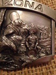 SISKIYOU ARIZONA GOLD PANNING PEWTER BELT BUCKLE AG-7 1984 WILLIAMS OREGON
