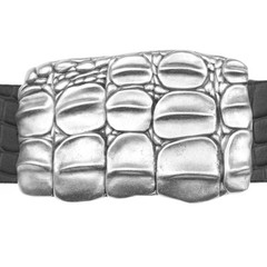 Croco Look Belt Buckle Antique Silver – Textured Embossed, For DIY Belts