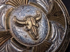 Award Design Medals Vintage Western Bull Skull Belt Buckle Silver Plated Gold…