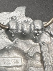Skull & Eagle MC Rebel Rider Belt Buckle Silver Tone w Red Enamel Vintage
