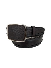 Genuine Leather Shark Skin Print Western Belt with Removable Buckle – Brown