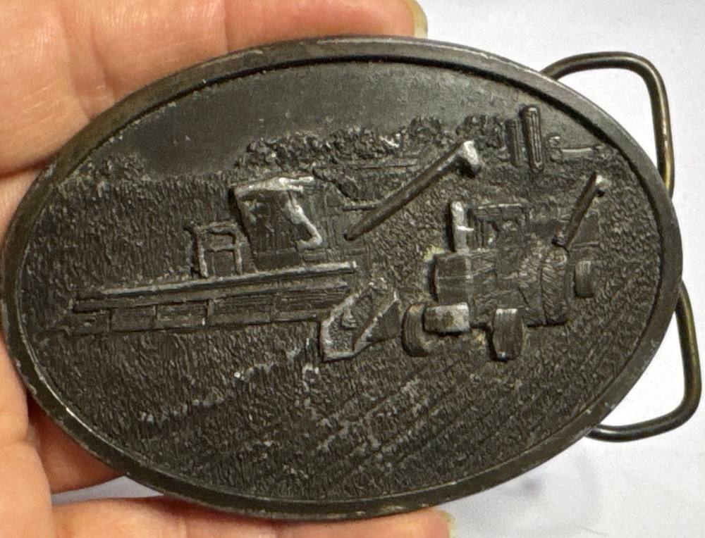 1977 VTG HARVESTER Belt Buckle SOLID BRASS tractor FARMING