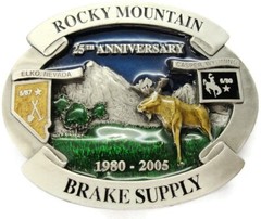 2005 25th Anniv Belt Buckle Rocky Mountain Brake Supply Moose Elko NV Casper WY