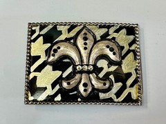 Artisan Whimmg Couture Saints Symbol Fleur De Lis Belt Buckle Rhinestone Accents
