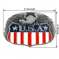 American Flag Eagle Belt Buckle Antique Silver Color Enamel Fits 1.5&Prime; Belts