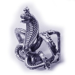 Cobra King Crawling Snake Sterling Silver Belt Buckle