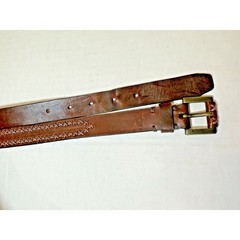 Dockers Brown Leather Belt Unisex Braided Brass Buckle Size L Vintage 1990s