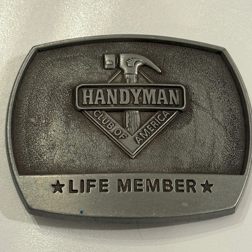 Handyman Club of America Life Member Belt Buckle Vintage 1996 Pewter Finish