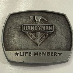 Handyman Club of America Life Member Belt Buckle Vintage 1996 Pewter Finish