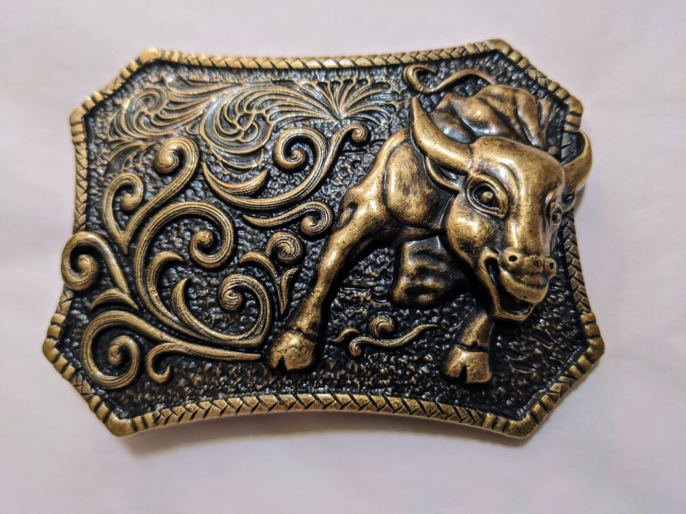 ✖ WESTERN STEER BULL Bronze Cowboy Rodeo Style ✖ Belt Buckle ✖ Roping Solid USA