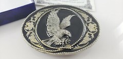 1991 Enamel Eagle Oval Siskiyou-Bergamot Metal Buckle