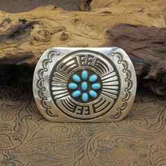 Rosco Scott Turquoise Sterling Silver Overlay Belt Buckle