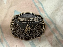 2024 Pendelton Whiskey Buckle Gold Bronze Bronco Bull Leather Belt Large 34 – 44