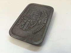 Vintage Belt Buckle Beans Pipe Testing Gas Oil Advertising Russell Kansas USA