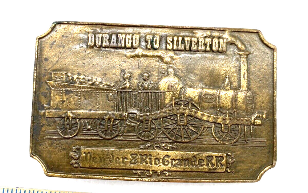 Vintage Brass Durango–Silverton Belt Buckle Denver & Rio Grande Railroad USA