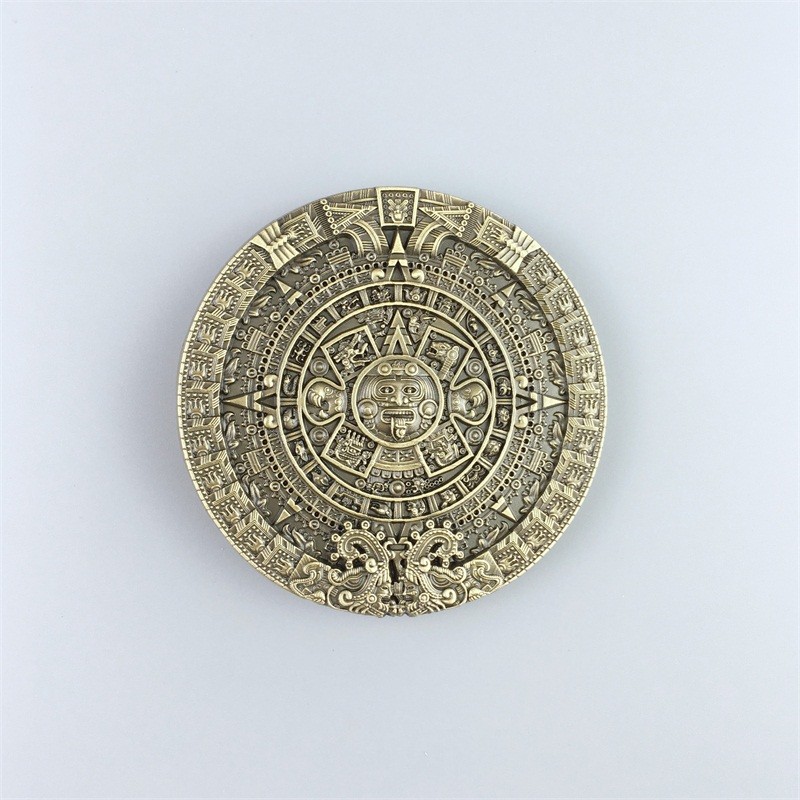 Vintage Bronze Plated Aztec Calendar Belt Buckle also Stock in the US