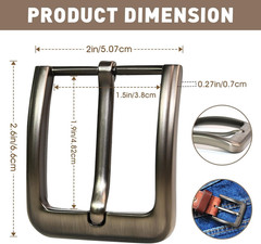 Metal Belt with Buckle Classic Unisex Replacement Belt Buckle for All Kinds of D