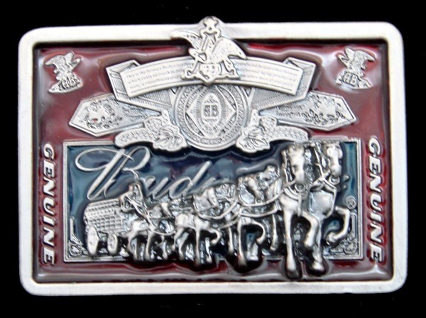 RG24118 *NOS* VINTAGE 2001 **GENUINE BUDWEISER CLYDESDALES** BEER BELT BUCKLE