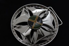 Men Women Silver Metal Fashion Belt Buckle Round Spinning Jamaica Flag Colors