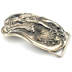 German silver belt buckle Jormungands Head, Scandinavian Dragon, Jörmungandr