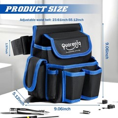 Quorenta Tool Belt for Men: Electrician Pouch with Extra Large, Blue