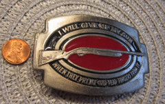 Rifle BELT BUCKLE GIVE UP GUN WHEN PRY IT FROM MY COLD DEAD SILVERTONE 992
