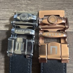 2 Anson Belt & Buckle Men&rsquo;s green and blue Ratchet Belt Silver and gold 32-34