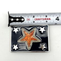 Vintage 90s Y2K Red Blue Glitter Star Stainless Steel Belt Buckle Fits – 1.5&Prime;