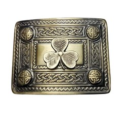 Scottish Antique Kilt Buckle – Shamrock Design | Celtic Heritage Belt Buckle