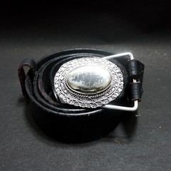 Handcrafted 925 Sterling Silver Natural Pyrite Oval Cabochon Belt Buckle