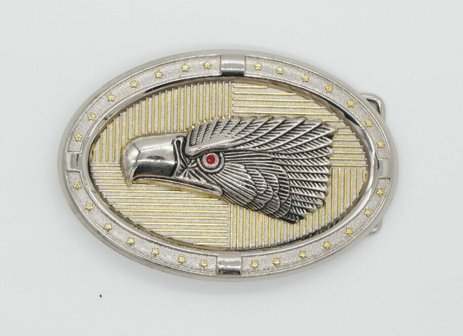 USA American Bald Eagle Gold and Silver Plated Western Belt Buckle